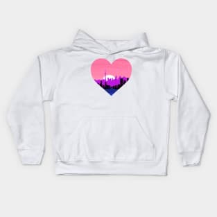 Genderfluid cityscape subtle heart Kids Hoodie